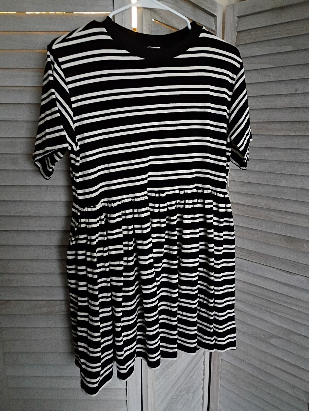 Handmade Tallulah's Threads Made in the UK Black White Striped Dress Size Small